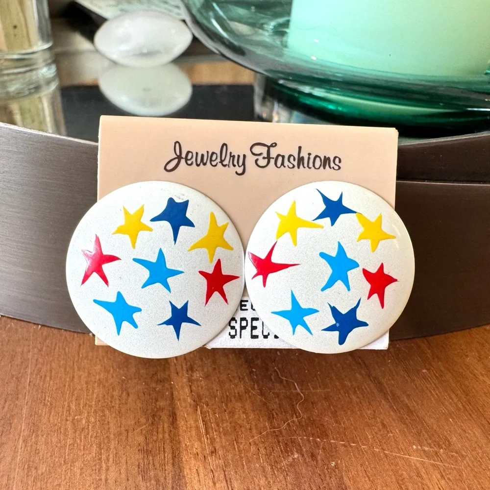 Vintage 80s Star Patterned Earrings